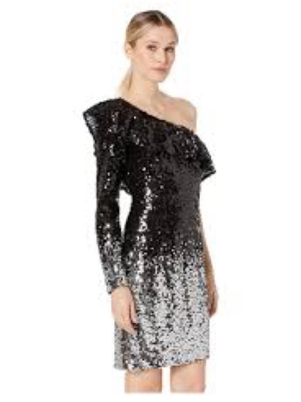 NWT Laundry by Shelli Segal Womens One Shoulder Ombré Sequin Cocktail Dress Sz 8